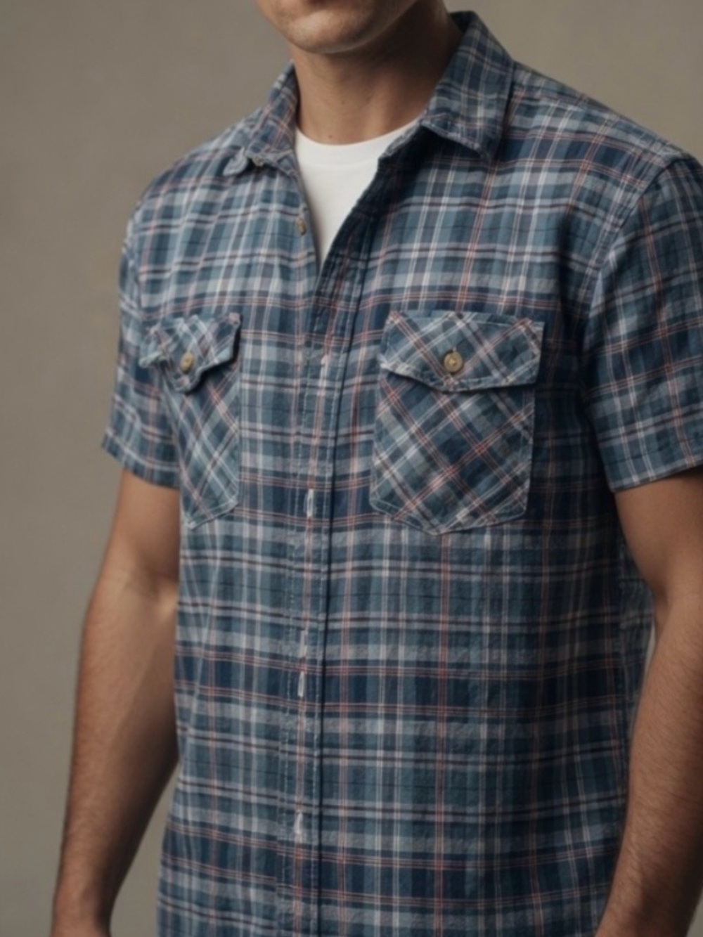 Duluth Trading XL Men's Short Sleeve Shirt Blue (B5526)